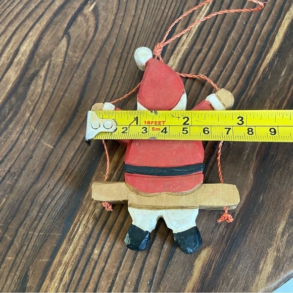 Vintage Wooden Folk Art Santa Claus Christmas Ornament Santa on a Swing - Picture 6 of 7